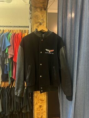 Vintage Corvette Black Varsity-Style Jacket